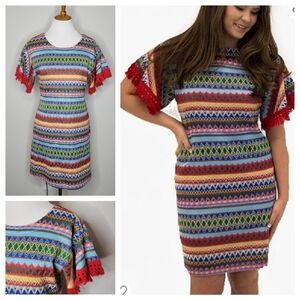 Uncle Frank Multi Color‎ Chevron Knit Shift Dress Size Small